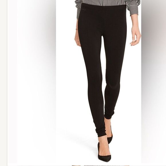 Polo Ralph Lauren Horse Riding Leggings Black Suede Knee Patch Equestrian Size L - Picture 1 of 10